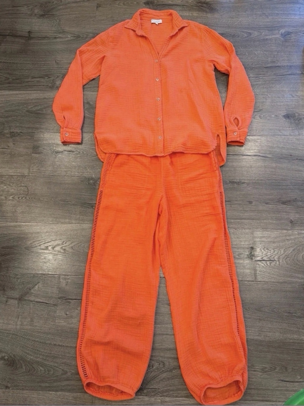 Michael Stars Gauze Button down Shirt and Pants Set